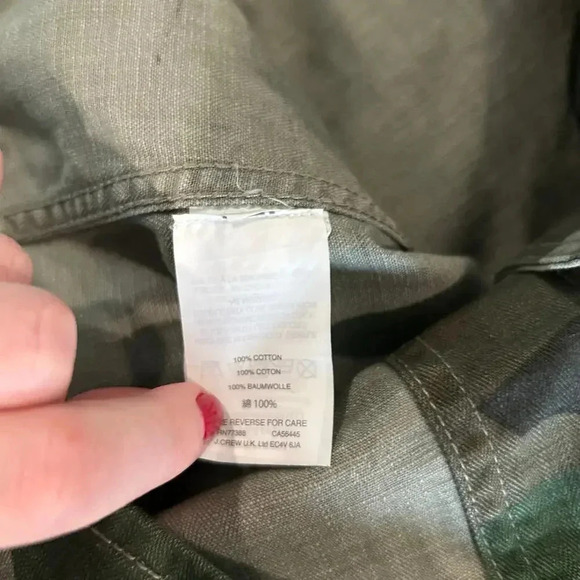 J. Crew Green Camo Camouflage Military Canvas Shirt Pocket Utility Jacket Sz XS - Picture 4 of 5